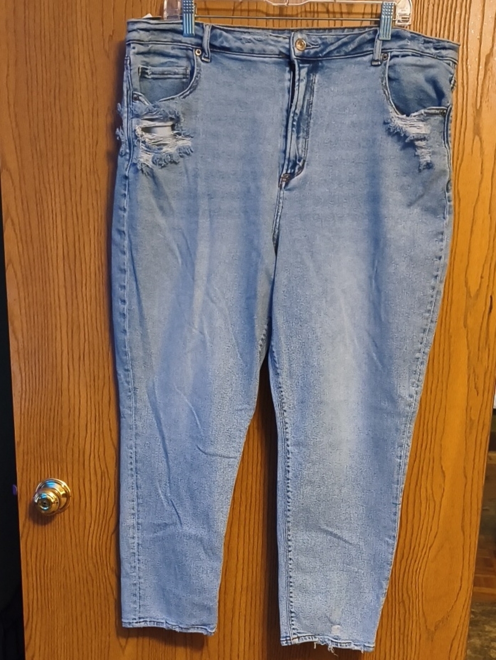 American Eagle Outfitters Light Blue Distressed Mom Jean